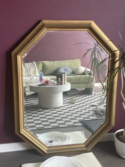 Large Octagonal Gold Framed Wall Mirror