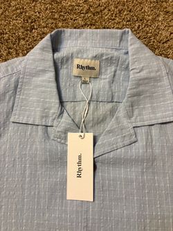 NWT Rhythm Relaxed Check Shirt Mens Size Large Blue