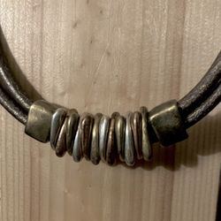 Leather And Metal Choker Necklace