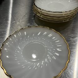 Anchor Hocking Milk Glass Saucer, Set of 6