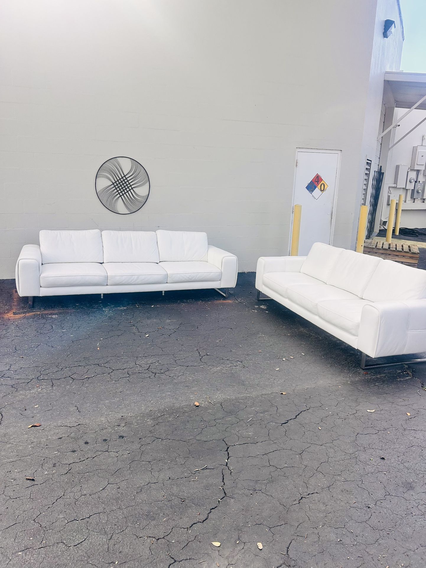 Modern Scan Design RS Schilling White Leather Sofa Set – Like New!
