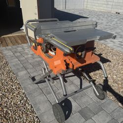 Ridgid 10” Portable Table Saw On Stand w/o Guard