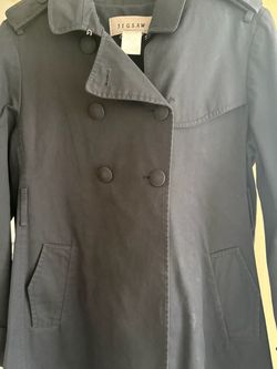 Jigsaw Navy Double-Breasted Trench Coat