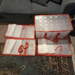 4 Pack Plastic Christmas Ornament Storage Boxes With Dividers 