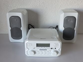 Magnavox MM435M 3-Piece Compact CD Shelf System Bluetooth FM/AM Aux Player White