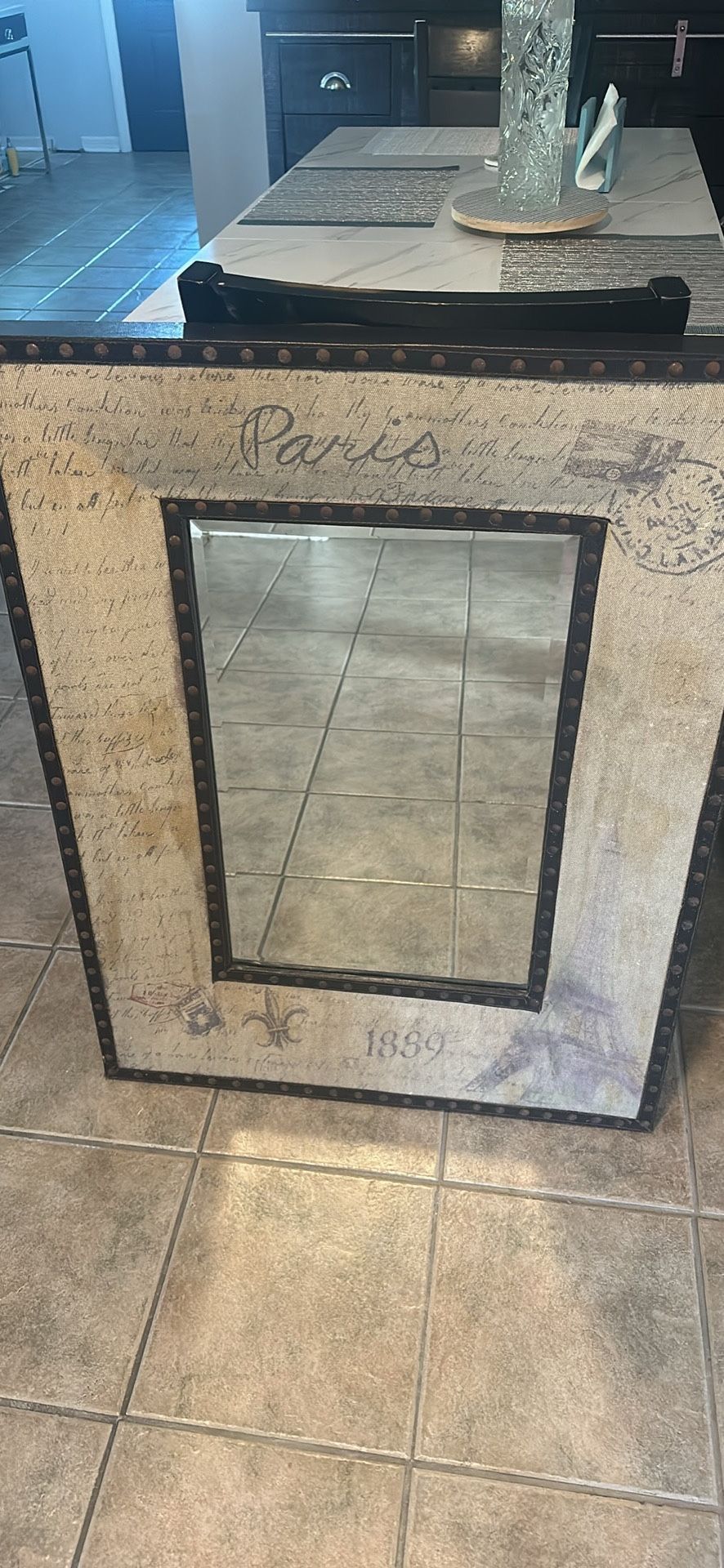 Wall Dark Brown/ Beige wood antique frame accent of edition. designed ••• FRANCIS MIRROR!
