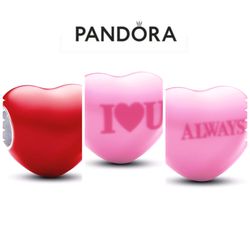PANDORA Color-changing Hidden Message Heart Charm w/box
