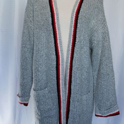 Women’s XL Cardigan Sweater Ribbed Cozy Fall Layering Grey Red Black