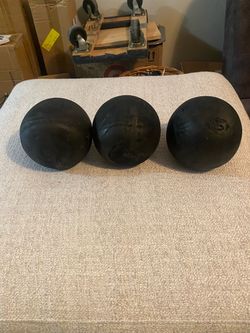 3 Large Black Wood Decorative Spheres