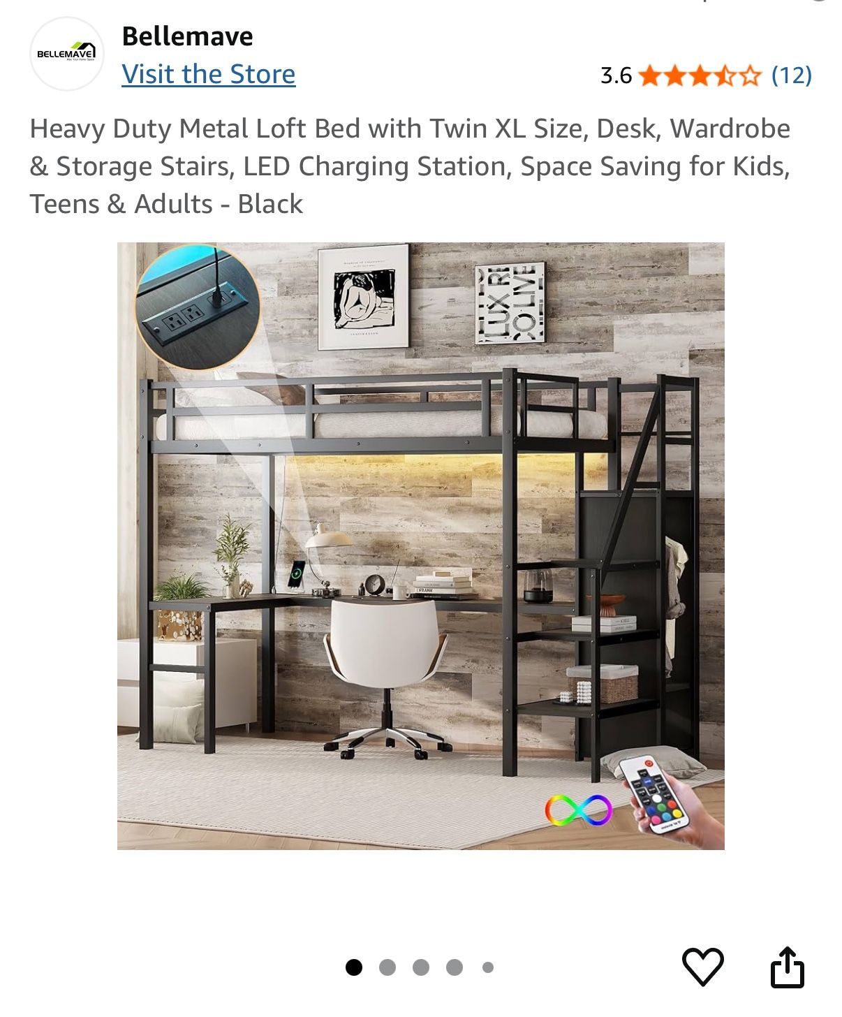Loft Bed With Led Lights And Desk New !!