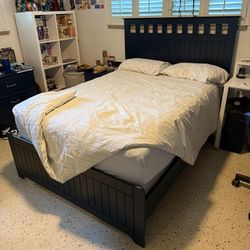 Navy Blue Wooden Full Size Bedframe