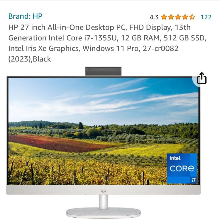 HP 27 Inch All - In - One Desktop 