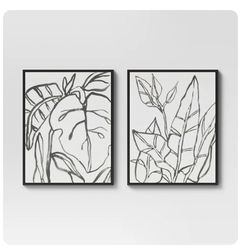 24x30  botanical sketch framed wall canvas black and white 
