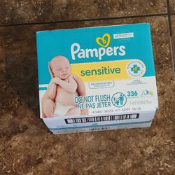 Brand New Box Of Pampers Sensitive Fragrance Free Baby Wipes 336 Count