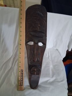 Hand Carved Tiki Face 19 "