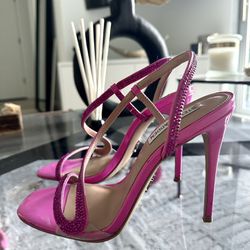 Steve Madden Natalia-R bright pink rhinestone sandals heels stilettos 7.5