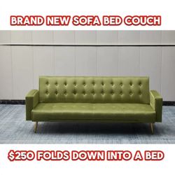 Green Sofa Bed Couch 🛋️ Brand New In Box 📦 Folds Down Into A Bed 🛏️ 