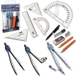 Mr. Pen Geometry Set with 6 Inch Swing Arm Protractor, Divider, Set Squares, Ruler, Compasses and Protractor, 15