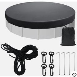 pool cover for round above ground pools, heavy duty oxford fabrick black 18ft NEW