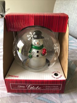 Glass Globe Color Changing LED Snowman Ornament - NEW