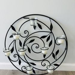 Round Metal Wall Decor with candle holders with flameless/LED candles , Size 20/20 $12 
