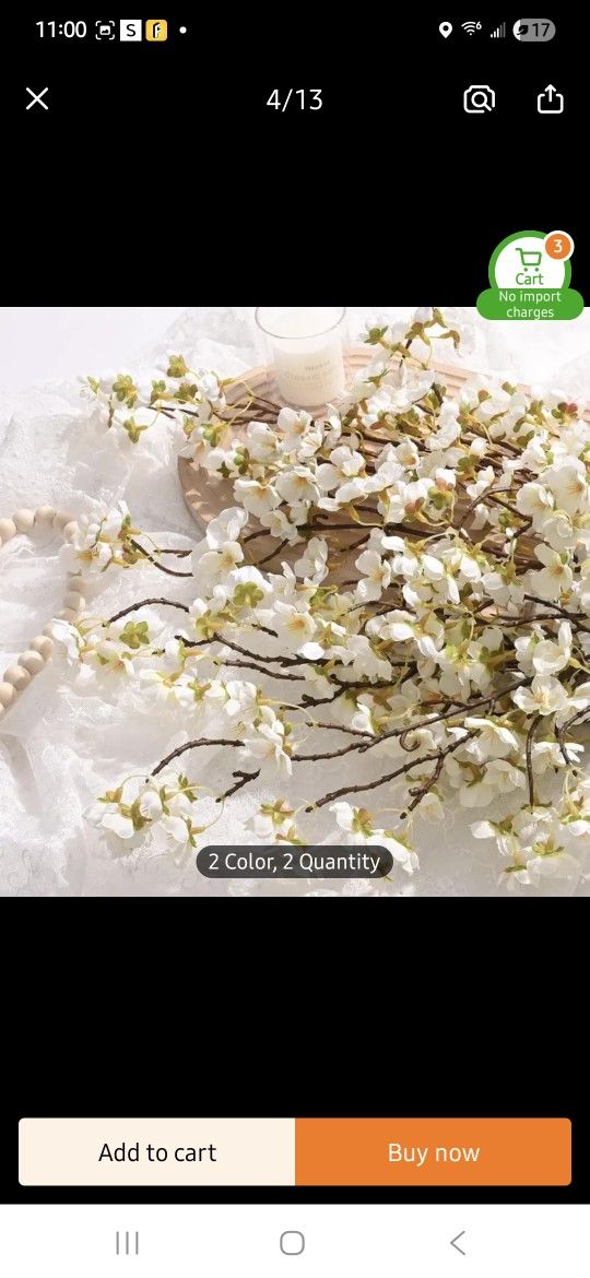 Cherry Blossom White Artificial Flower