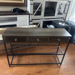 Console table 47 inches gray wash 3,drawers BRAND NEW BEAUTIFUL