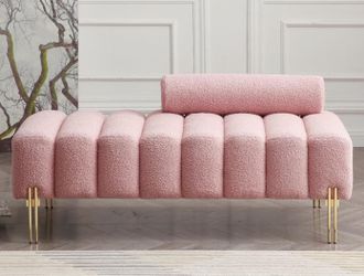 Pink Ottoman Bench with Metal Legs