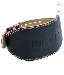 Harbinger Padded Leather Contoured Weightlifting Belt - 4" or 6” Width - Interior Suede Lining & Foam Cushioning - Heavy-Duty Dual Prong Steel Roller 