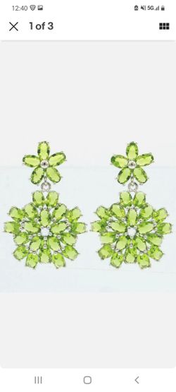 Gorgeous Created Peridot Silver Filled Earrings