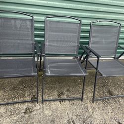 3 Black Patio Fold Out Chairs