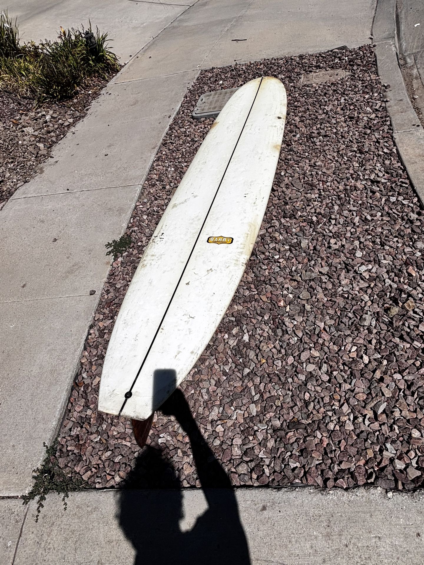 9 Foot Surfboard With Glassed On Fin. Some Damage But Works As A Great Beginner Board