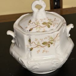 Antique Porcelain Sugar Bowl, by Hermann Ohme in Silesia, Germany