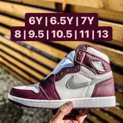 Jordan 1 Retro High OG Bordeaux Size 6Y, 6.5Y, 7Y, 8, 9.5, 10.5, 11, 13