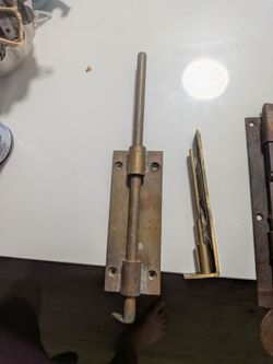 Vintage 12" Solid Brass Barrel Bolt Lock - Antique Door Hardware
Description: