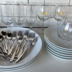 Dinnerware (12 Plates/6 glasses/8 Spoons/8 Forks)