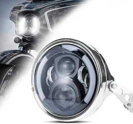 7 Inch 7" Round LED Motorcycle Headlight + Housing Bracket Turn Signal For Harley Cruiser