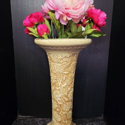 MCM Weller Pottery From The Knifewood line Vase, Pedestal  was produced by Weller Pottery around the late 1910s to the 1920s, 21" Tall 