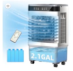 21.5'‘Evaporative Air Cooler with 12H Timer,1000CFM Portable Cooling Fan 3 Speeds,Smart Remote,Swamp Cooler for Room Bedroom Office