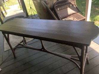 Large vintage wicker entry table