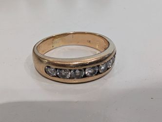 Vintage 14K Gold Channel Set Diamond Band Ring Wedding Estate Jewelry 6.2g