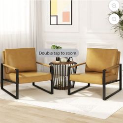 Set Of 2 Modern Chair, Accent Chair with Backrest, Upholstered Armchairs [NEW] **Assembly Req** 