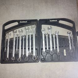 Vintage Stanley Combination Wrench Set With Case - Standard And Metric