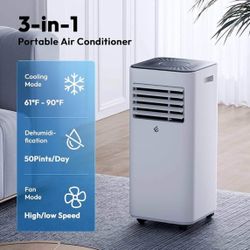 10,000 BTU Portable Air Conditioner, Portable Air Conditioner with Remote Control for Room up to 450