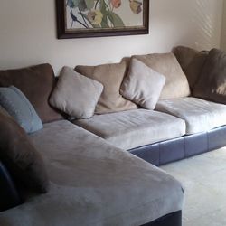 Brown And Beige Sectional Sofa 