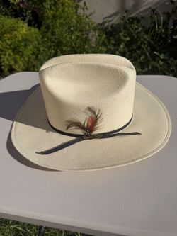 Vintage white woven Rossbald Hat cowboy hat