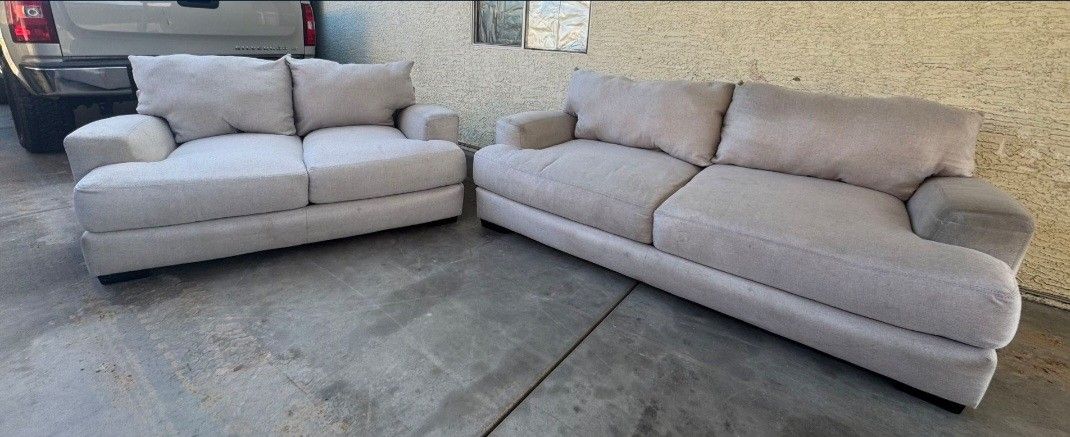 Beige Couch And Loveseat(WILL DELIVER)