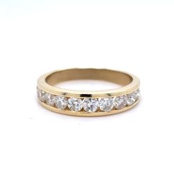 14K Yellow Gold Natural Diamond Channel Set Band Ring | Round 1.10 TCW, G-H I1, Size 7.5