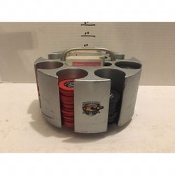 Orange County Choppers Rotating Poker Chip Holder With Poker Chips And 2 Decks Of Cards