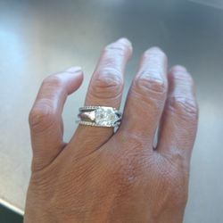 2ct Moissanite Engagement Set 925 Sterling Silver Size 6